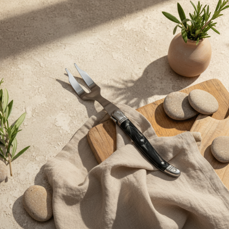 Laguiole Mini Cheese Fork, Black Marble
