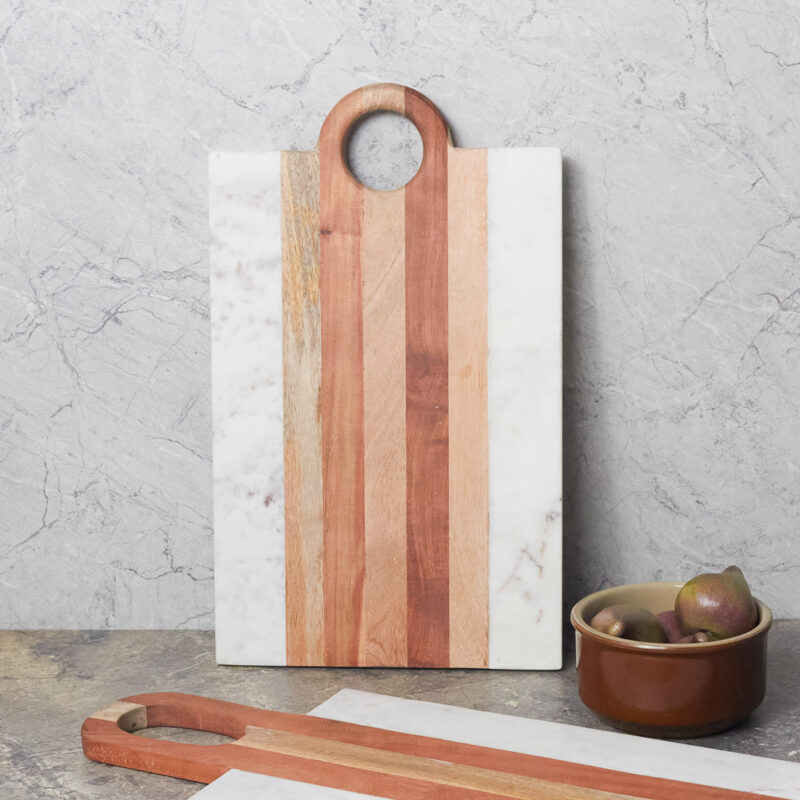 Planche rectangulaire Moa en marbre et bois