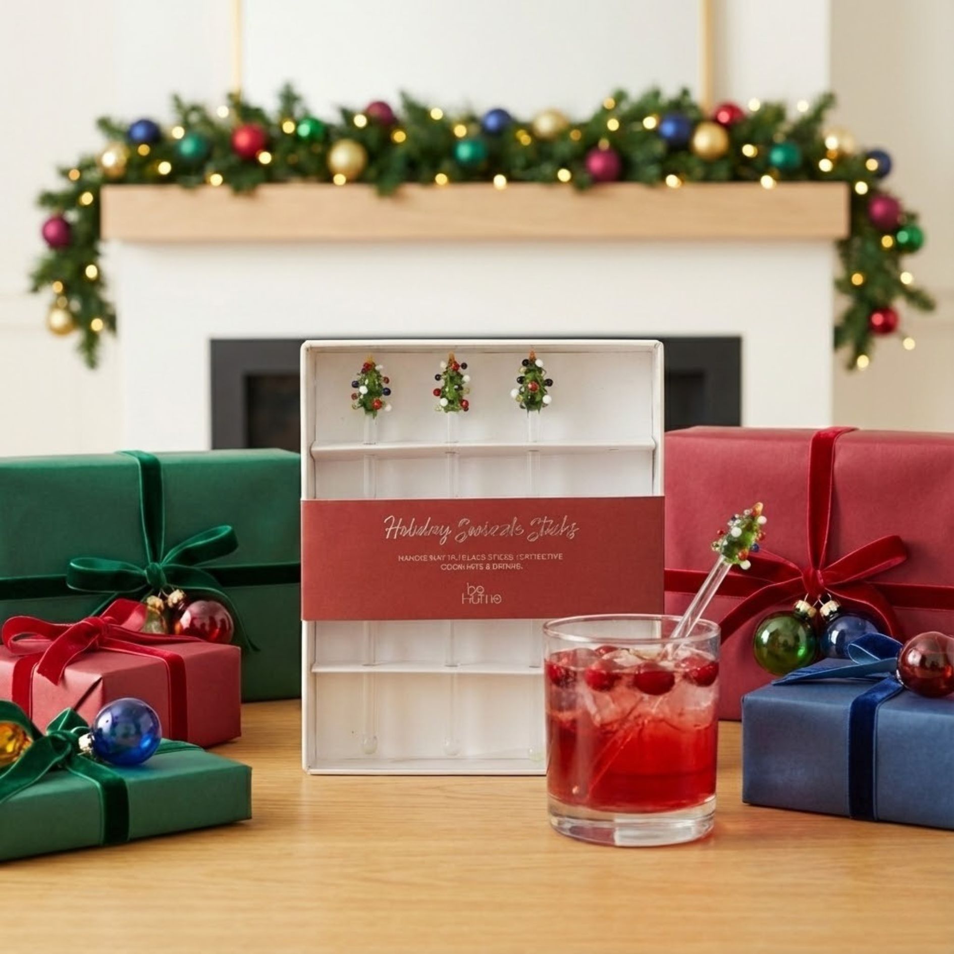 Tree Glass Swizzle Sticks, Set of 4