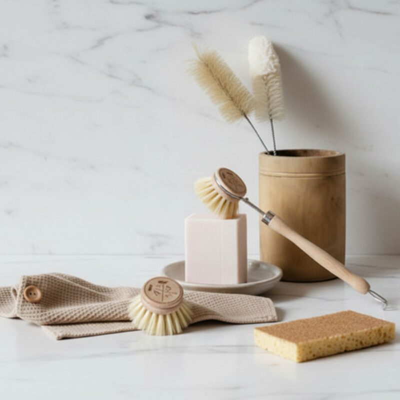 NATURAL Andree Jardin Dish SET/mint & citrus w/ sponge