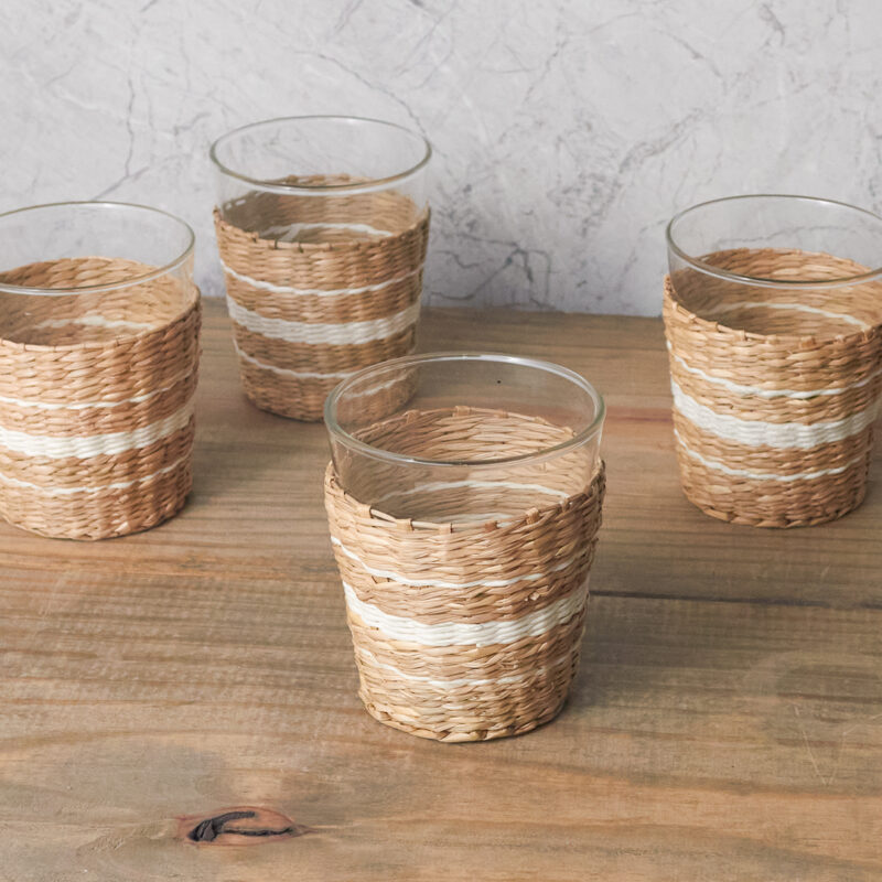 Verre en herbe de mer à rayure blanche