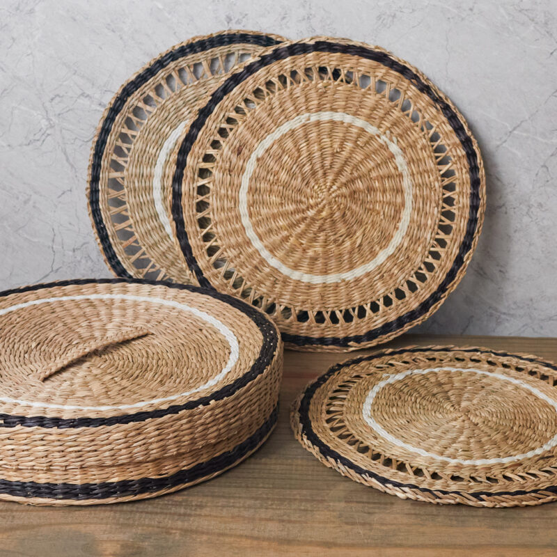 Sets de table en herbe de mer noirs, Lot de 6