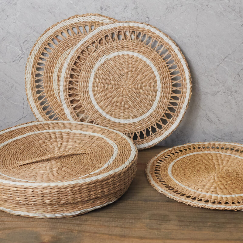 Sets de table en herbe de mer blancs, Lot de 6