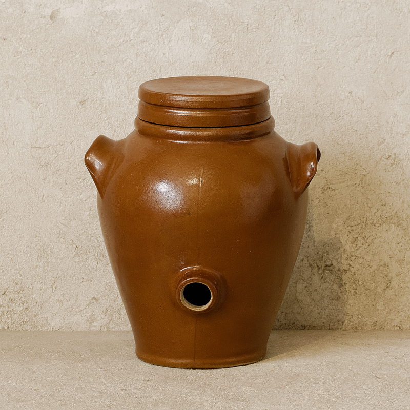 Jarre à vinaigre vintage Poterie Renault - Petite (3 L) Brun