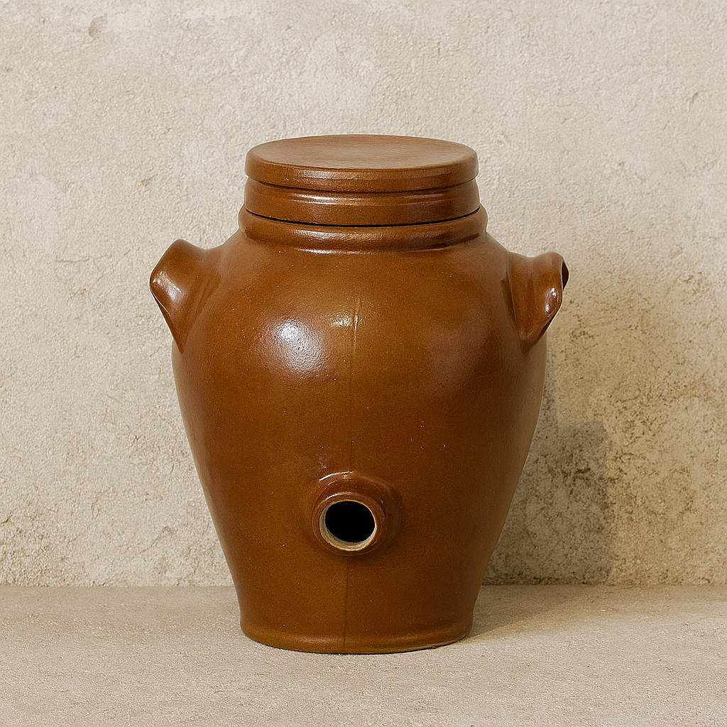 Jarre à vinaigre vintage Poterie Renault - Petite (3 L) Brun