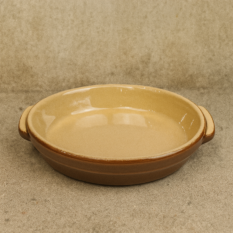 Plat vintage pour œufs - Poterie Renault (0,35 L) - Marron