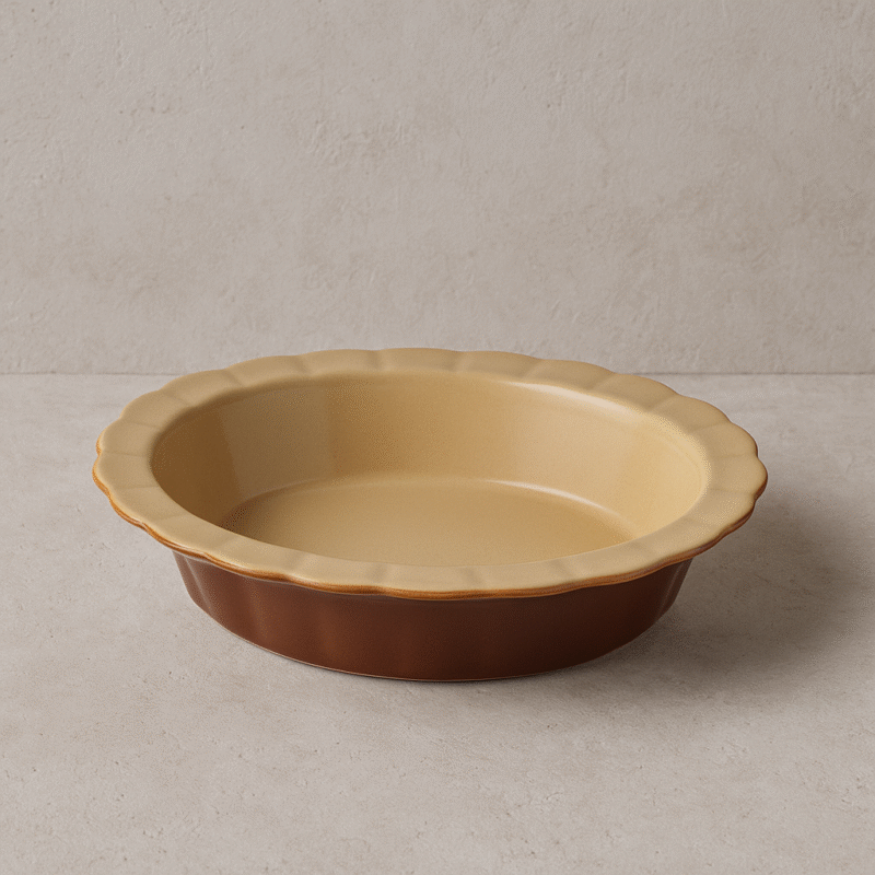 Plat à tarte ovale Petit - Poterie Renault (0,8 L) - Marron