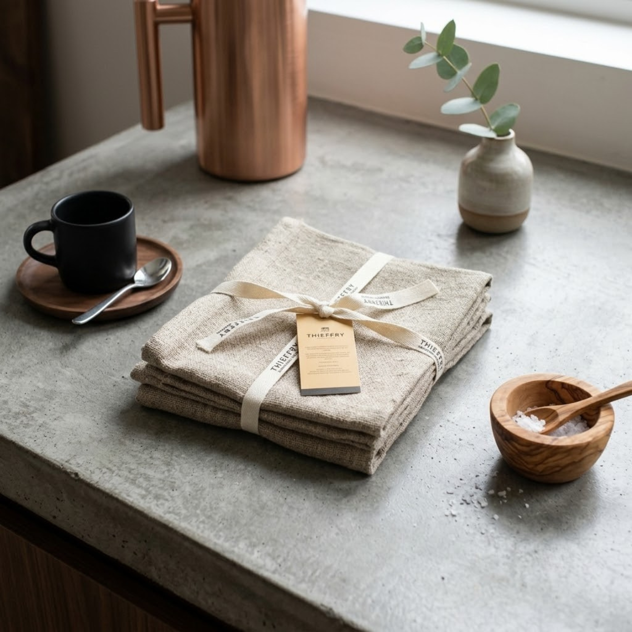 Serviettes de table en lin belge Thieffry, naturel brut, lot de 4 - Image 2