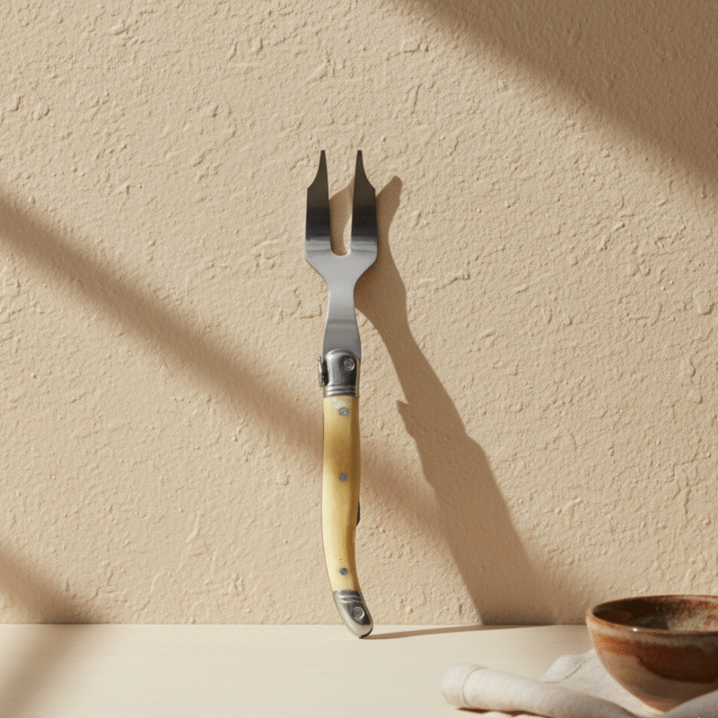 Laguiole Mini Cheese Fork, Pale Horn