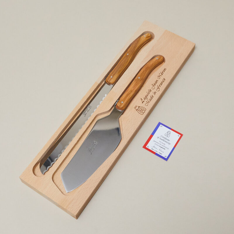 Set de Service à Gâteau Laguiole, Bois d'Olive dans Boîte en Bois