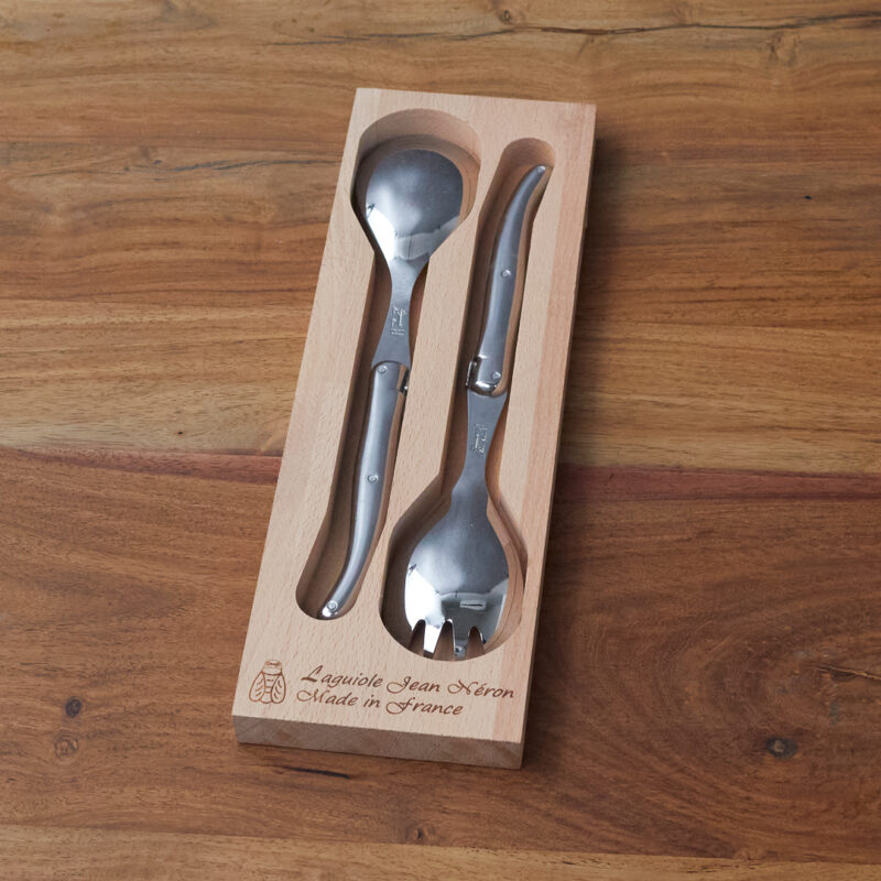 Couverts de Service Laguiole, Platine Acier Inoxydable dans Boîte en Bois
