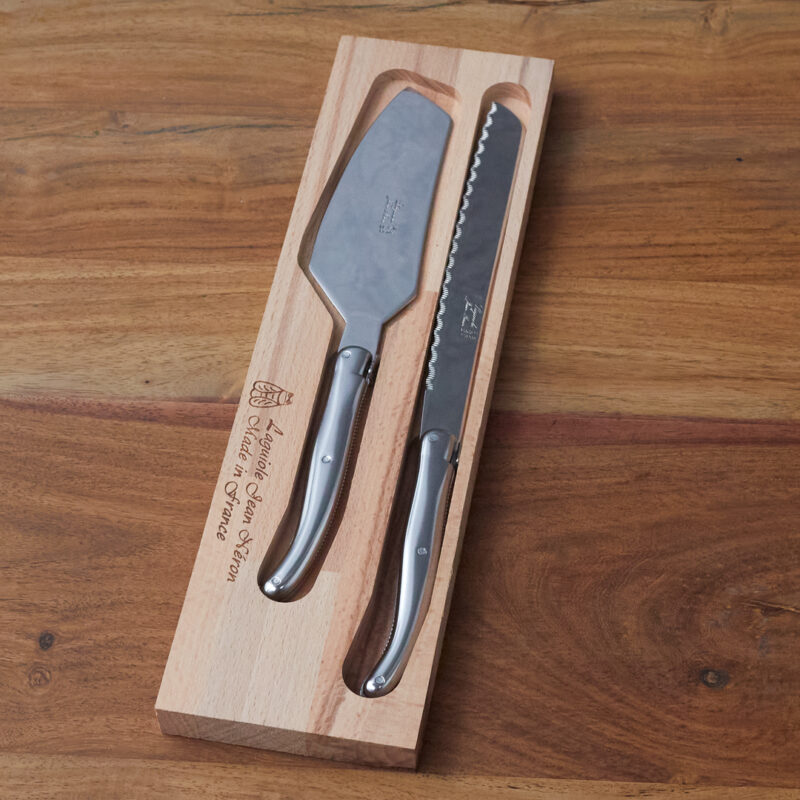 Service à Gâteau Laguiole, Platine Acier Inoxydable dans Boîte en Bois