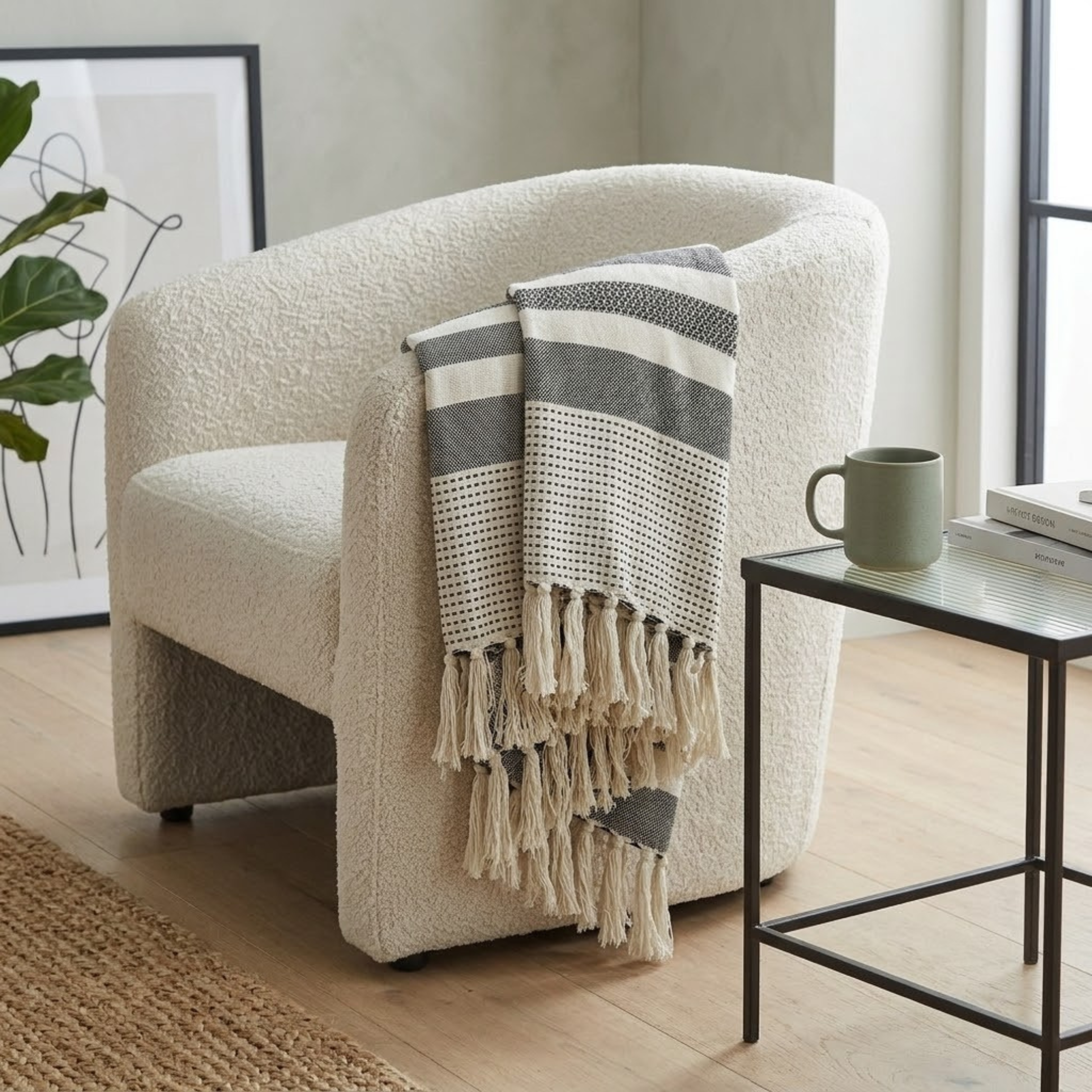 Keni Recycled Throw, Ivory - Image 2