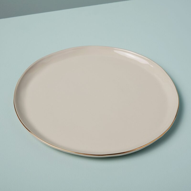 24k Gold Tam Stoneware Dinner Plate, Pearl - Image 3