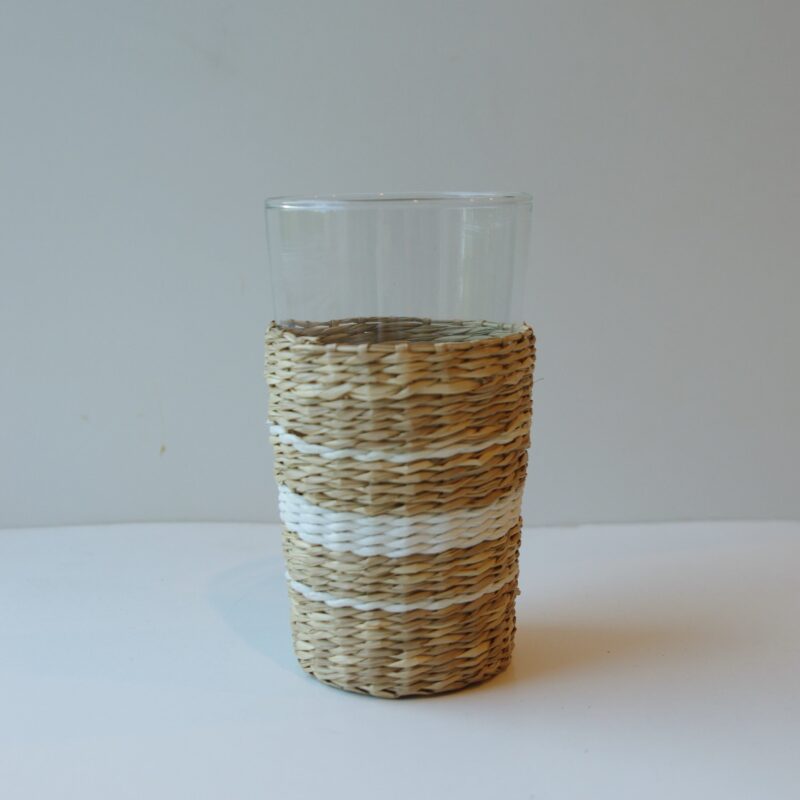 Grand verre en herbe de mer à rayure blanche