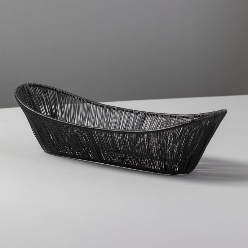 Panier ovale en fil métallique rythmé noir - Image 4