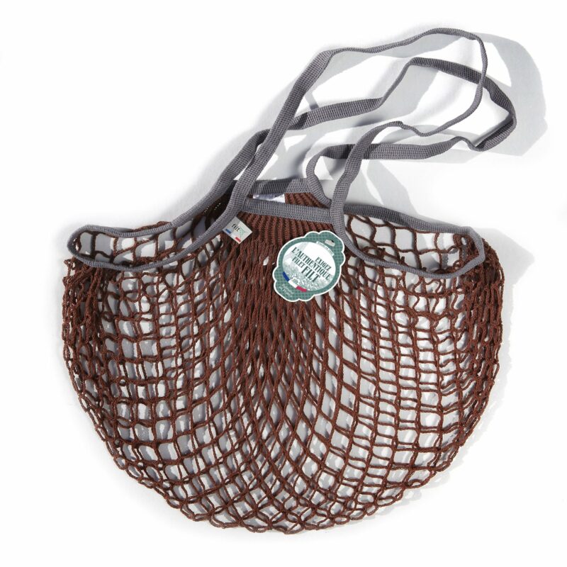 Filt Brown Cotton Grey Handle Shopper Medium -220SEPIA.POIGNEE.GRIS.LEAD