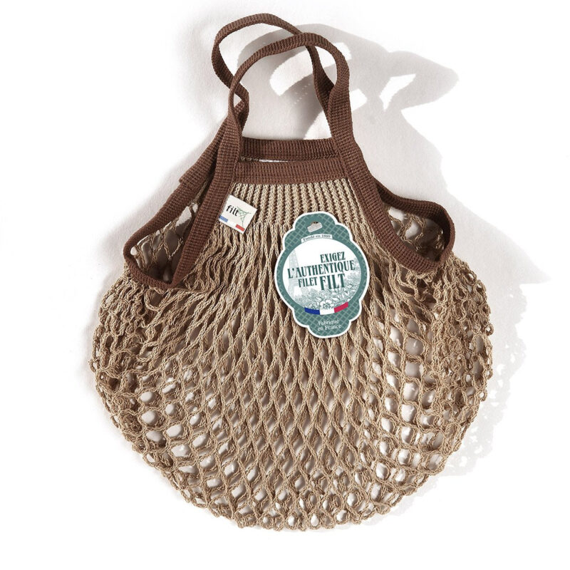 Sac en coton Filt beige avec poignées marron, Mini
