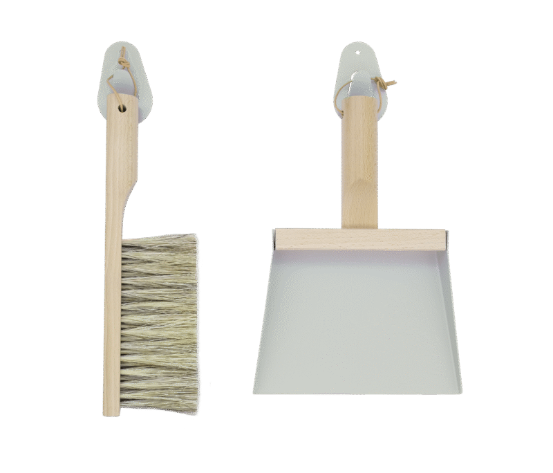 Andree Jardin NATURAL GRAY---"Mr & Mrs Clynk" Hand Brush, Dustpan and Wall Hooks  