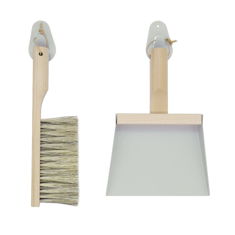 Andree Jardin NATURAL GRAY---"Mr & Mrs Clynk" Hand Brush, Dustpan and Wall Hooks  