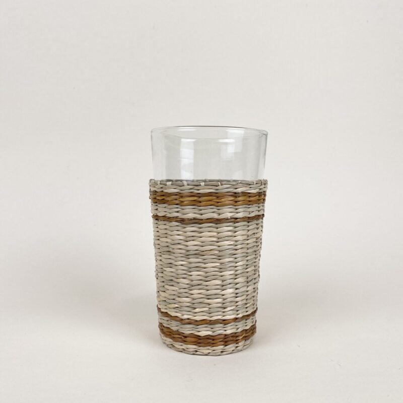 Grand verre en herbe de mer à rayures marrons
