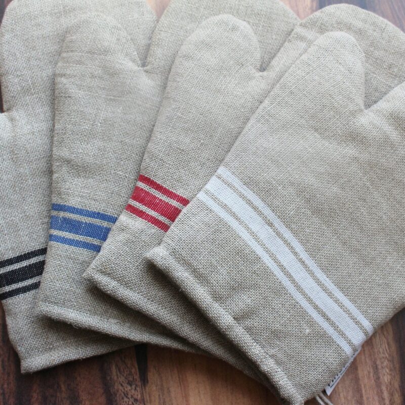 Thieffry Belgian Linen Oven Mitt, Blue