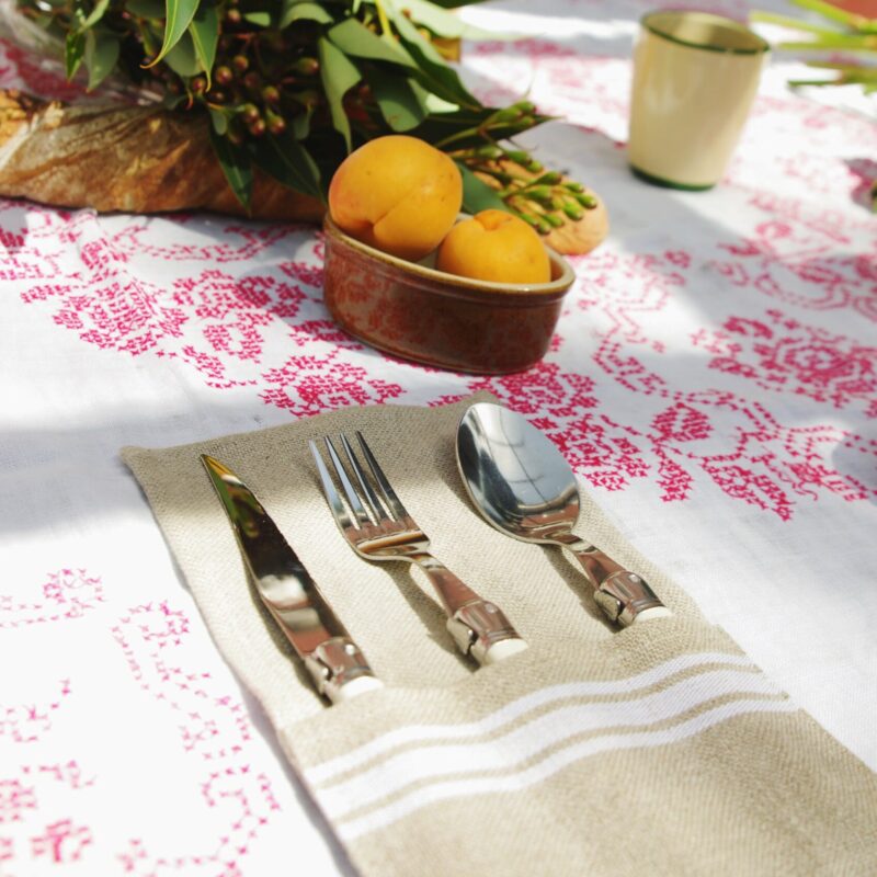 Porte-ustensiles en lin belge Thieffry, blanc