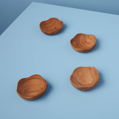 Teak Wavy Bowls Set of 4