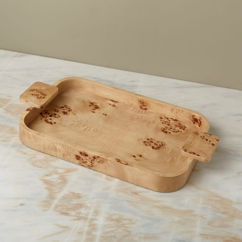 Uma Burl Wood Rectangular Tray