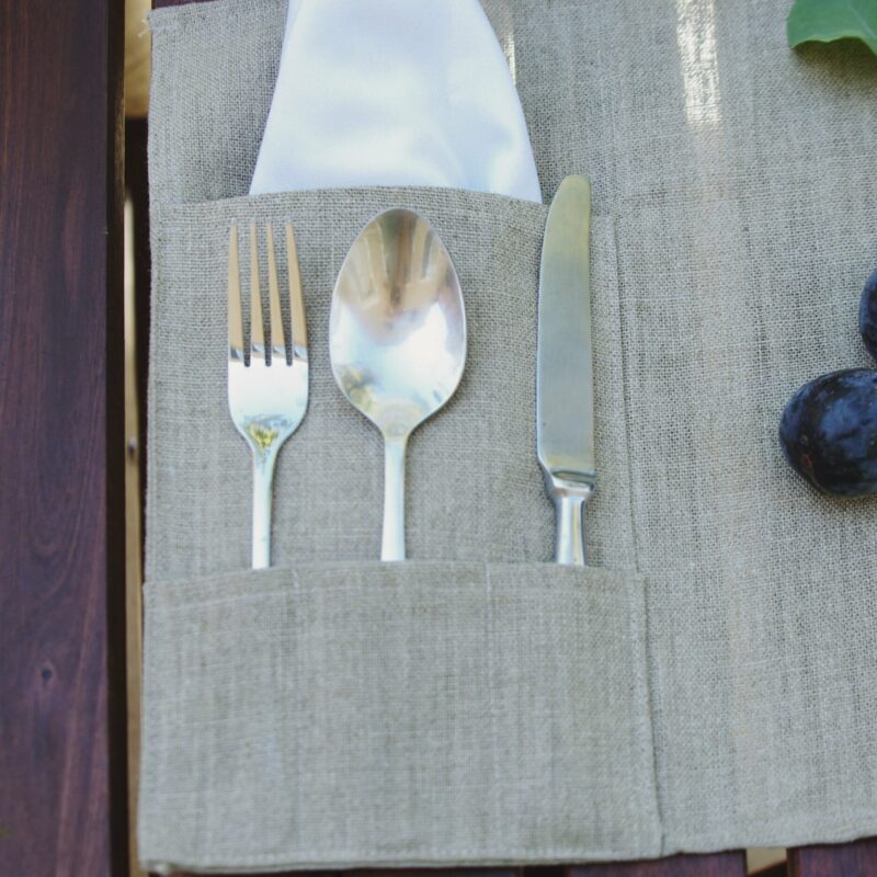 Set de table en lin belge Thieffry avec poche pour serviette