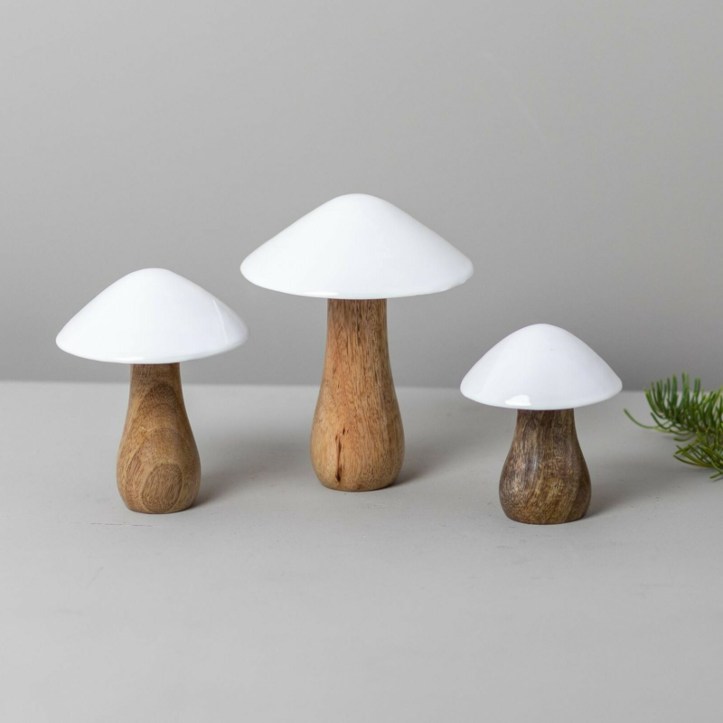 Mango Wood & Enamel Mushroom, Medium - Image 2