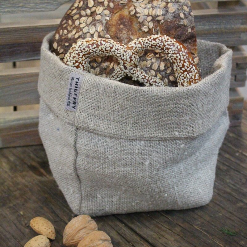Thieffry Belgian Linen Bread Basket, Raw Natural