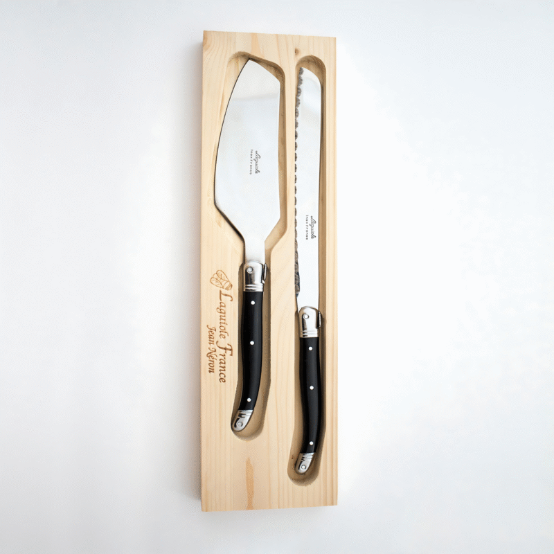 Laguiole Cake Serving Set, Black in Wooden Box - Image 2