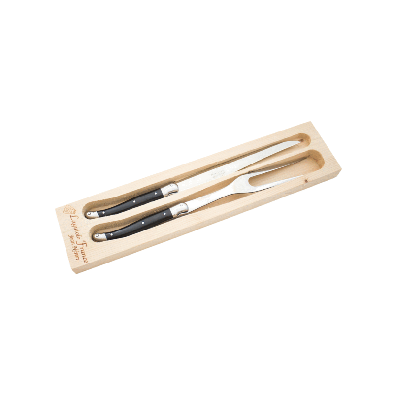 Laguiole Carving Set, Black in wooden box - Image 4