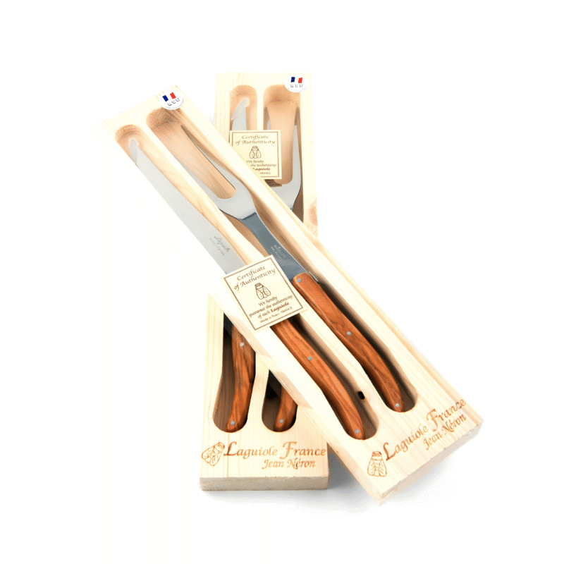 Laguiole Carving Set, Olivewood in wooden box - Image 4