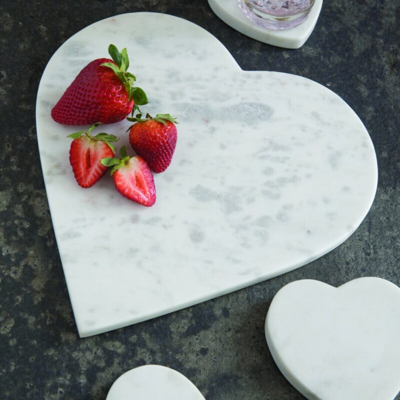 White Marble Heart Board