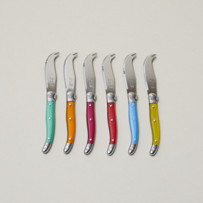 Laguiole 12 Piece Mini Fork Tipped Cheese Knife Set, Rainbow