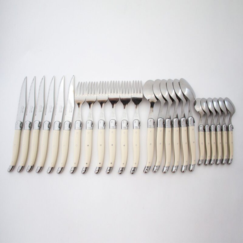 Laguiole 24 Piece Flatware Set, Ivory in Wood Box with Acrylic Lid - Image 3