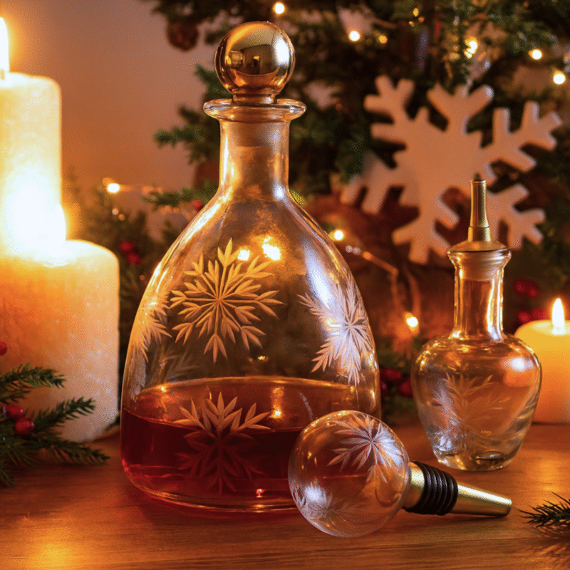 Snowflake Decanter with Gold Top