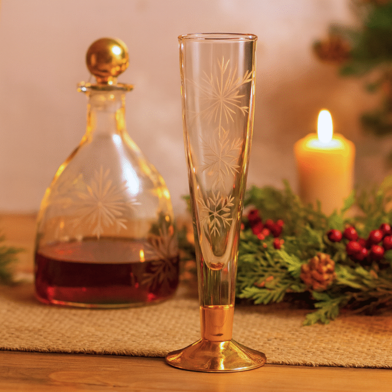 Snowflake Flute with Gold Foot