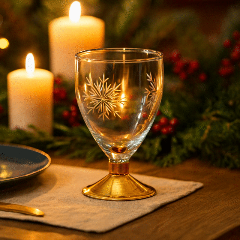 Snowflake Goblet with Gold Foot