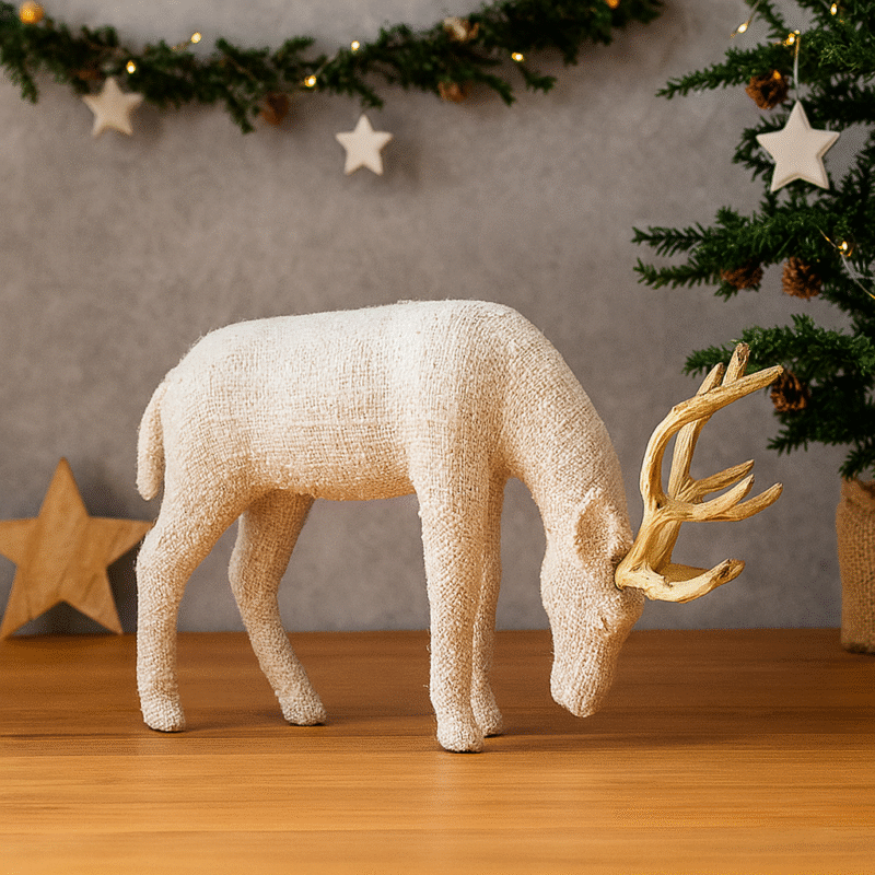 Renne broutant scintillant en coton, Moyen