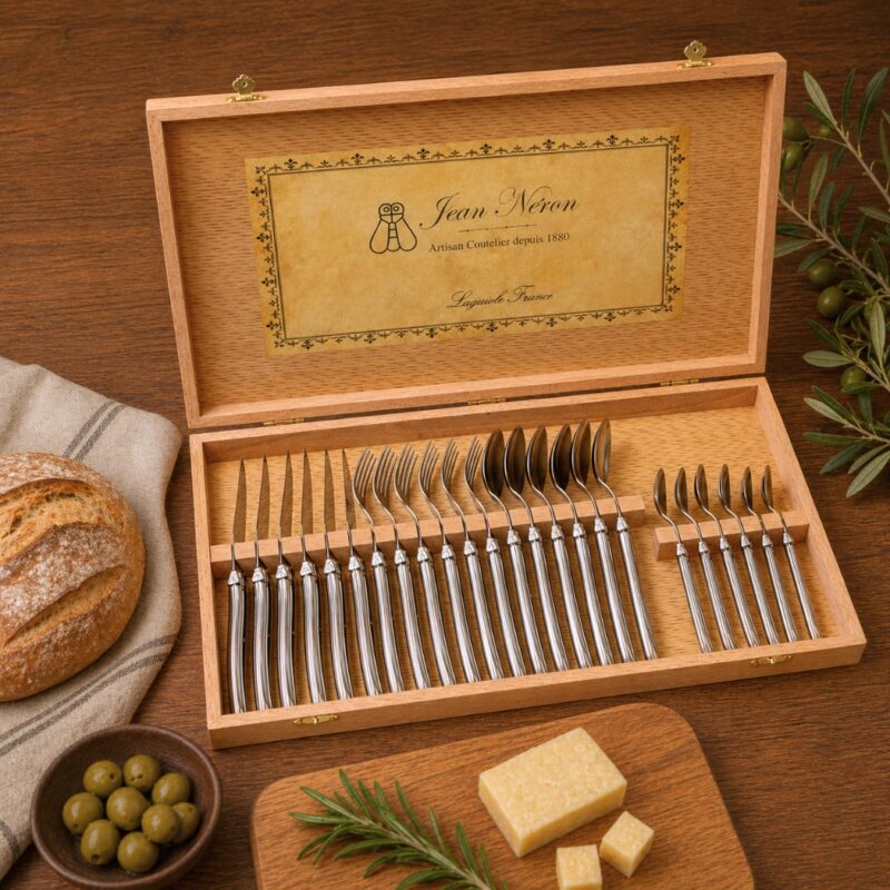 Laguiole 24 Piece Flatware Set, Stainless Steel in Wood Presentation Box