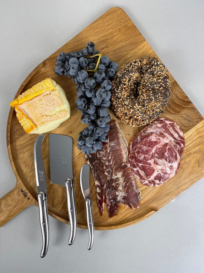 Laguiole 3 Piece Large Cheese Set, Platine Stainless Steel in Wood Box with Acrylic Lid - Image 3