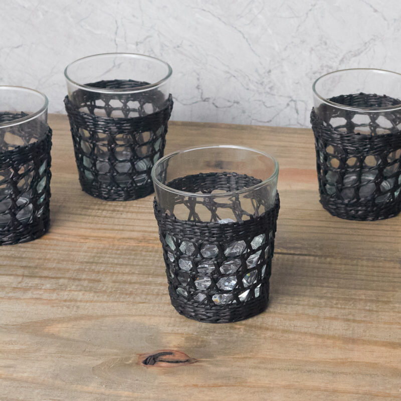 Seagrass Cage Tumbler, Black