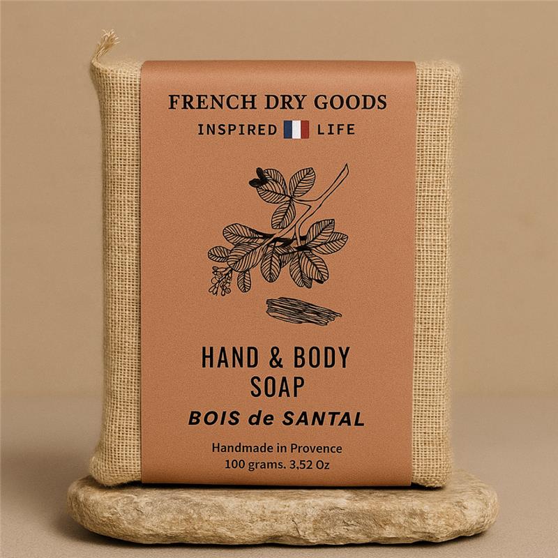French Dry Goods Savon pour les mains et le corps - Lot de 10, Bois de Santal