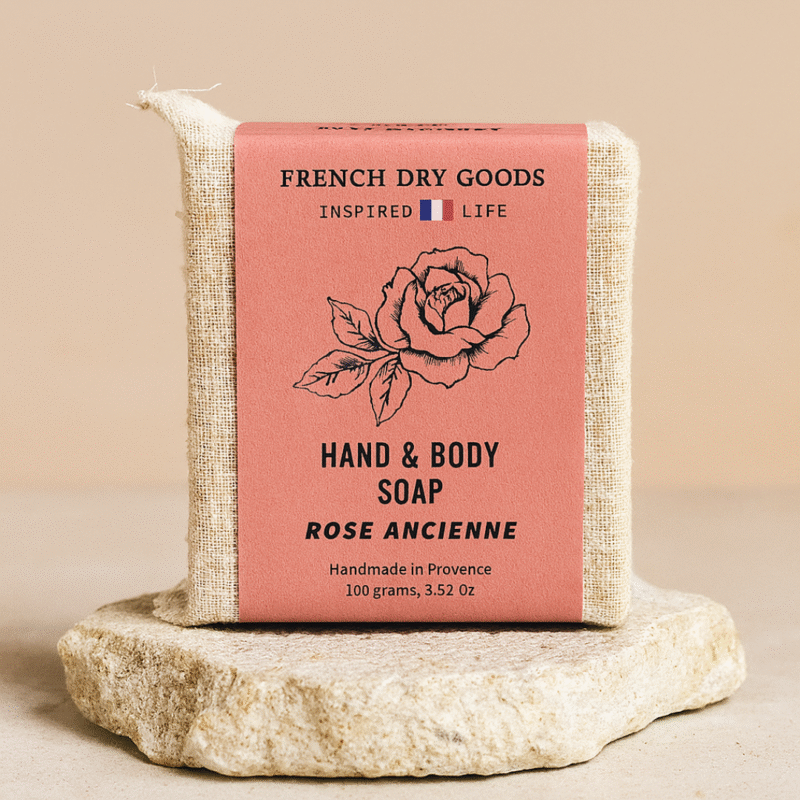 French Dry Goods Savon pour les mains et le corps Set de 10, Rose Ancienne