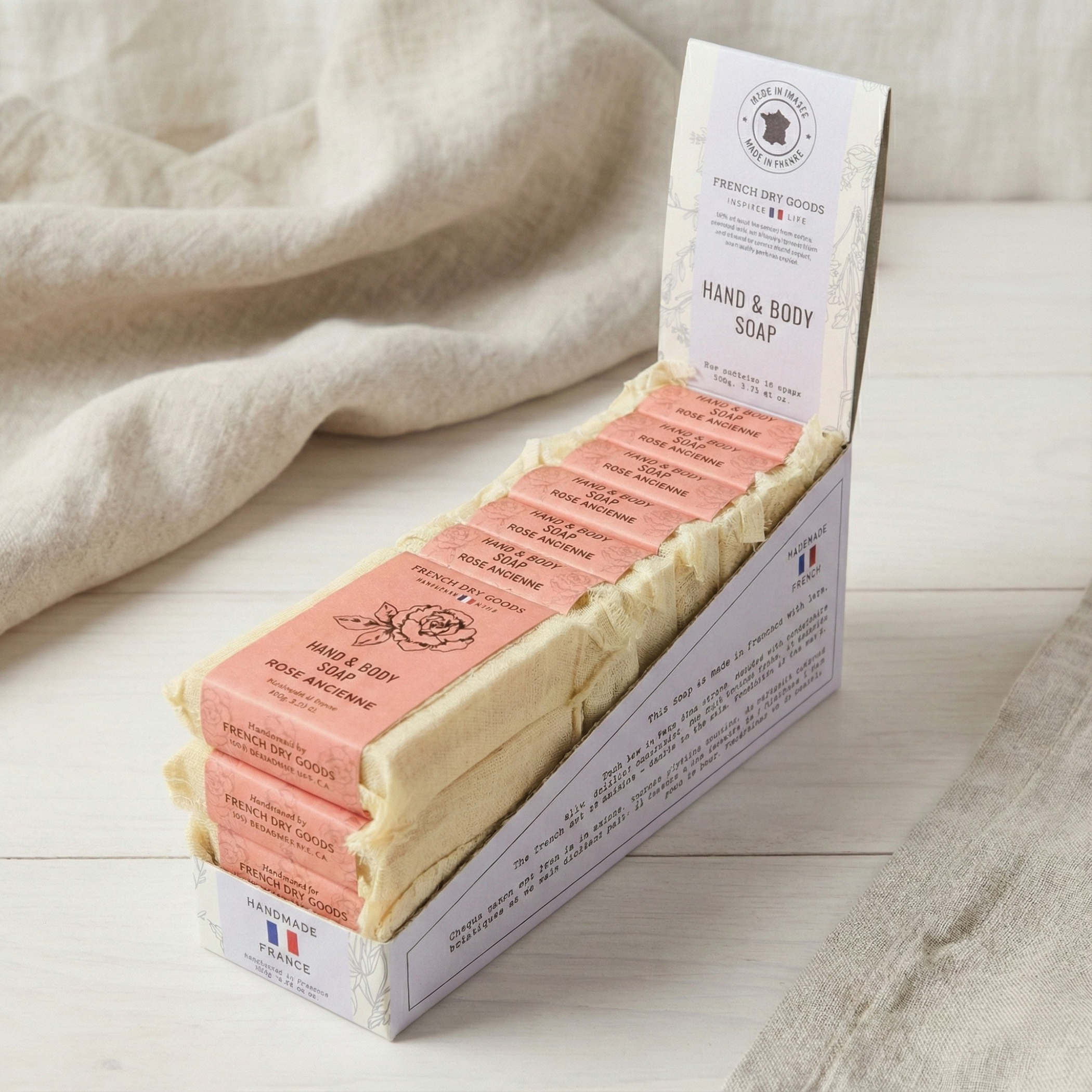 French Dry Goods Hand & Body Soap Set of 10, Rose Ancienne - Image 3