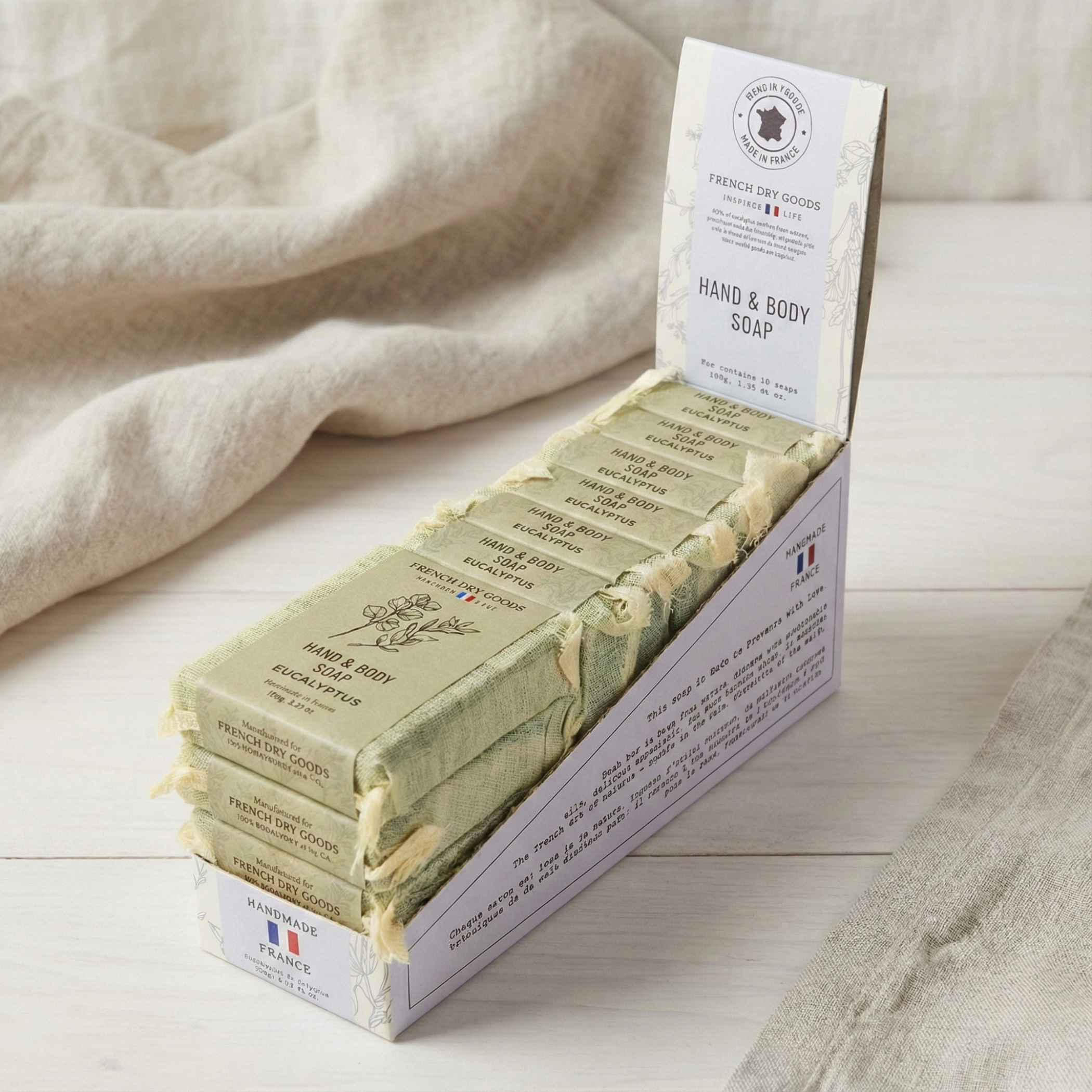 French Dry Goods Hand & Body Soap Set of 10, Eucalyptus - Image 3