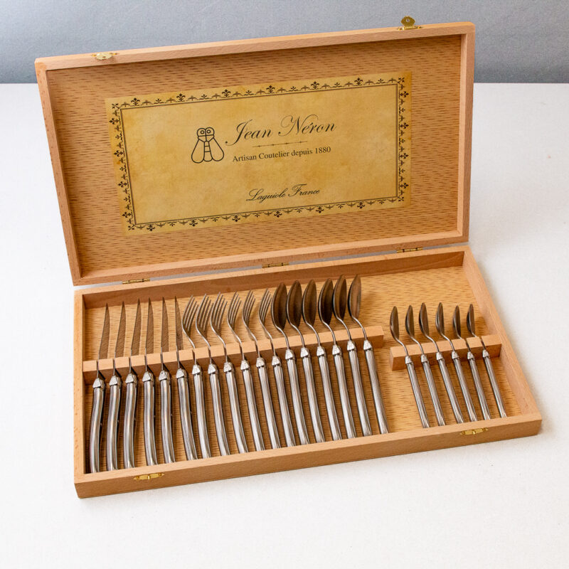 Set de 24 Couverts Laguiole, Acier Inoxydable dans Boîte de Présentation en Bois
